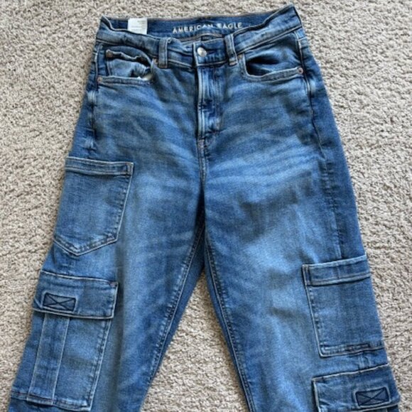 American Eagle Super high-rise baggy straight jeans size 0 - Picture 4 of 8